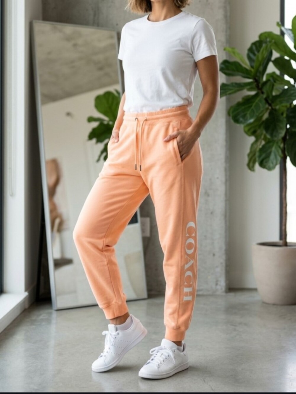 Coach Light Apricot  Logo Jogger Size M NWT
